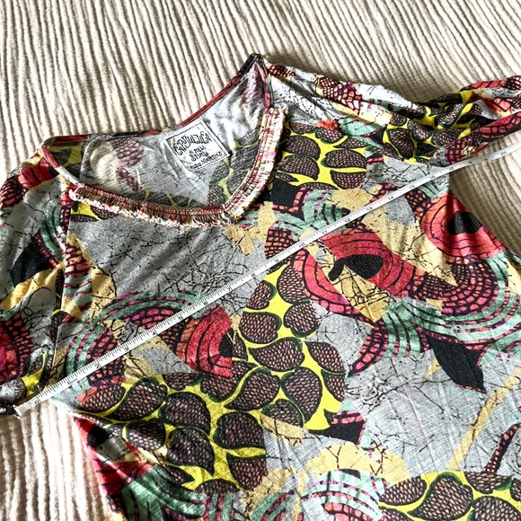 Anthropologie Cap Juluca Aldo Martins Artsy Floral Print Fringe V-neck Tee US 6 - Picture 9 of 10